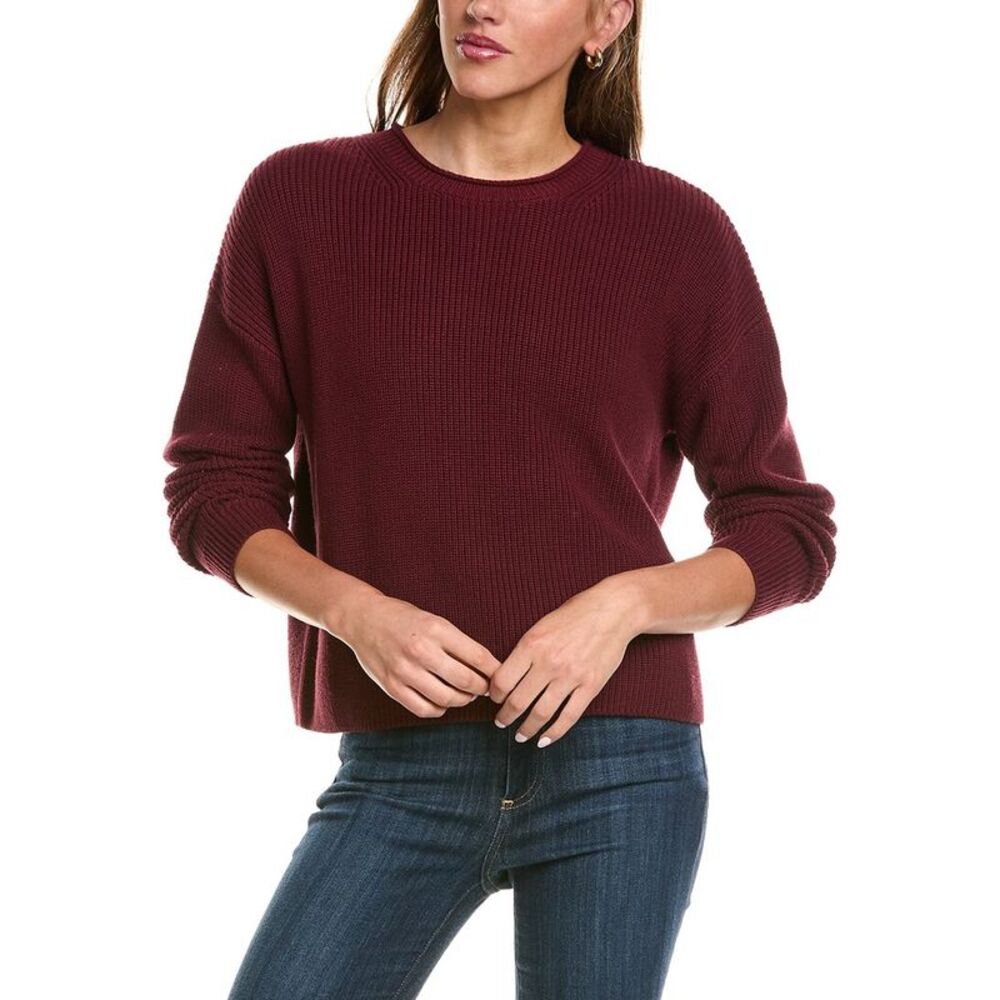 525 America Womens  Cropped Relaxed Crewneck Pullover, Red